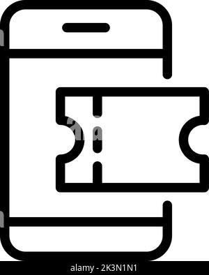 Kaufen Sie Ticket online in Smartphone Vektor-Symbol. Umriss Telefonbus Zeichen Symbol für Web-Design isoliert auf weißem Hintergrund Stock Vektor