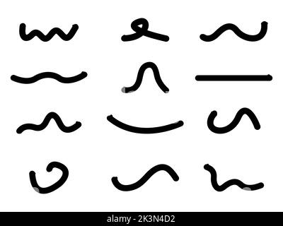 Worms Silhouette gesetzt. Schlangen Symbole Gruppe. Regenwurm-Sammlung. Vektor auf Weiß isoliert. Stock Vektor