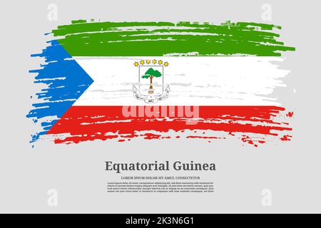 Äquatorialguinea-Flagge mit Pinselstrich-Effekt und Informationstextplakat, Vektorhintergrund Stock Vektor