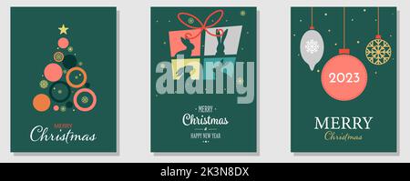 Frohe Weihnachten und Frohes neues Jahr. Chinesisches Neujahr 2023 Jahr des Kaninchens Stock Vektor