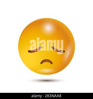 Trauriges, trauriges Gesicht, traurig. 3D stilisierte Vektor-Ikone. Realistisches Emoticon. Isoliert 3D. Vector Emoticon. Für Web-Interface Stock Vektor