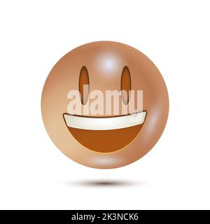 Grinsendes Gesicht mit großen Augen. 3D stilisierte Vektor-Ikone. Lächelndes Emoticon-Charakterdesign. 3D Emoticon für das Web. Vector Emoticon. Für App Stock Vektor