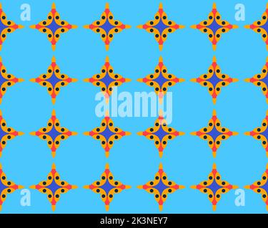 Geometrisches, nahtloses abstraktes Material Design mit mehrfarbigem Muster nativer Tribal symmetrisch perfekt für Mode Textildesign niedlicher Stoff Stockfoto