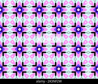 Geometrisches, nahtloses abstraktes Material Design mit mehrfarbigem Muster nativer Tribal symmetrisch perfekt für Mode Textildesign niedlicher Stoff Stockfoto