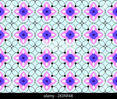 Geometrisches, nahtloses abstraktes Material Design mit mehrfarbigem Muster nativer Tribal symmetrisch perfekt für Mode Textildesign niedlicher Stoff Stockfoto