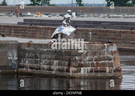 Han die männliche Meerjungfrau Skulptur im Schloss Kronborg, Helsingor, Dänemark Stockfoto