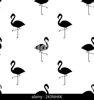 Nahtloses Flamingo-Muster. Vogel Silhouette tropisch Textur. Vektorgrafik. Stock Vektor