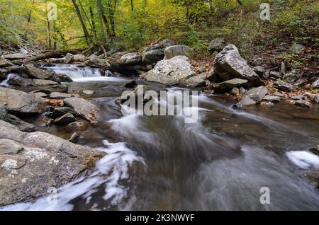 Wasserfälle im Big Hunting Creek außerhalb von Thurmont, Maryland im Catoctin Mountain Park Stockfoto