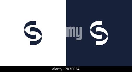 Ein silbernes Logo mit den Buchstaben S in Negativ und positiv Stock Vektor