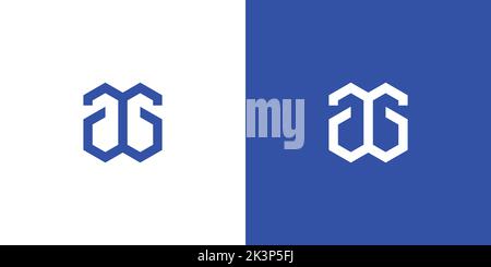 Kreatives und modernes blaues AG-Logo auf weißem und blauem Hintergrund Stock Vektor