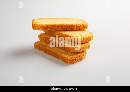 Getrockneter Obstkuchen, in Scheiben geschnittener Kuchen, geschnittener Kuchen, Barkuchen. Stockfoto