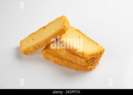 Getrockneter Obstkuchen, in Scheiben geschnittener Kuchen, geschnittener Kuchen, Barkuchen. Stockfoto