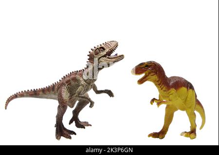 Kunststoff Dinosaurier Spielzeug auf weißem Hintergrund Stockfoto