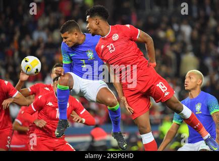 Paris, Frankreich. 27. September 2022, der Brasilianer Thiago Silva während des Internationalen Freundschaftsspiels zwischen Brasilien und Tunesien im Stadion Parc des Princes am 27. September 2022 in Paris, Frankreich. Foto von Christian Liewig/ABACAPRESS.COM Stockfoto