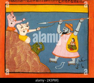 Indien: Malwa, um 1725, Volksstil Ravana entführt Sita Stockfoto