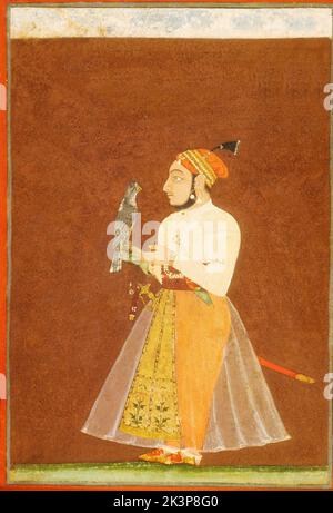 Indien: Mewar, um 1700, Raja mit Falken Stockfoto