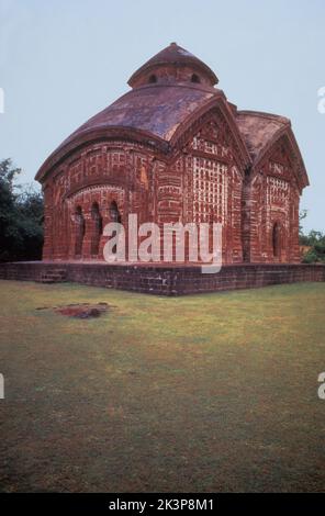 Indien: Bishnupur Keshtaraya Tempel, um 1655, von Südwesten aus gesehen Stockfoto