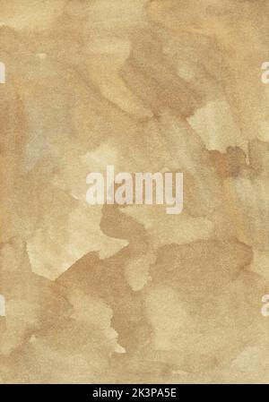 Aquarell hellbraun Hintergrundstruktur. Hintergrund: Aquarelle, beige. Pinselstriche auf Papier Stockfoto