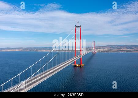 Neue Brücke, die zwei Kontinente verbindet 1915 canakkale-Brücke (dardanelles-Brücke), Canakkale, Türkei Stockfoto