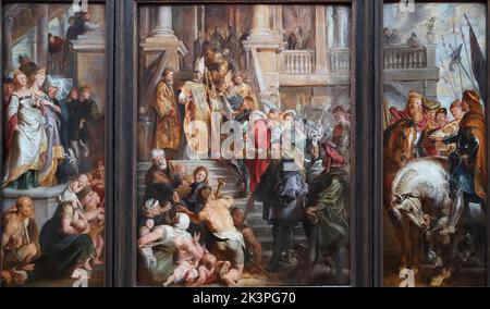 Ölskizze für das hohe Altarbild, St. Bavo, Gent des flämischen Künstlers Peter Paul Rubens in der National Gallery, Trafalgar Square, London, Großbritannien Stockfoto