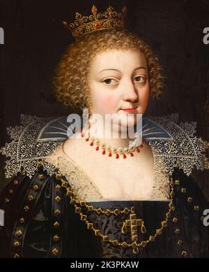 Anne von Österreich (1601-1666), Königin von Frankreich als Ehefrau von Louis XIII, König von Frankreich, Portrait Malerei in Öl auf Tafel von der Werkstatt von Daniel Dumonstier, 1620-1630 Stockfoto