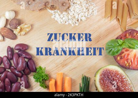 Diabetes mellitus. Niedriger Zucker, hohe Ballaststoffe, Protein-Lebensmittel Stockfoto