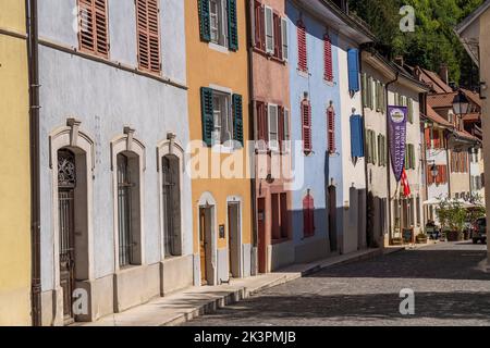 Die historische Altstadt von Saint-Ursanne, Schweiz, Europa | die historische Altstadt von Saint-Ursanne, Schweiz, Europa Stockfoto