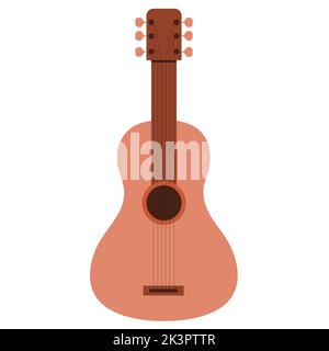 Klassische Holzgitarre oder Ukulele in Pastellfarben. Vektordarstellung des Musikinstruments auf weißem Hintergrund isoliert Stock Vektor