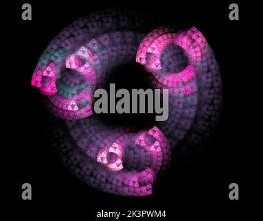 Dreieckige abstrakte Form. Abstrakte fraktale Grafiken. Designelement. Schwarzer Hintergrund Stockfoto