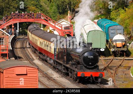 63395 Dampflokomotive am Bahnhof Goathland auf der North Yorkshire Moors Railway Stockfoto