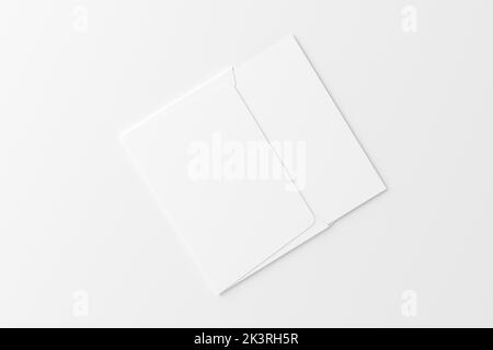 A4 A5 gefaltete Einladungskarte mit Umschlag 3D Rendering White Blank Mockup Stockfoto