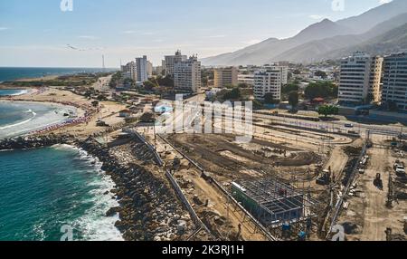 Luftaufnahme Go Kart Gleisbauprojekt, Caraballeda, La Guaira, Venezuela. Baustelle. Stockfoto