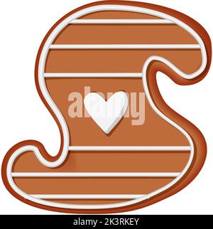Lebkuchenalphabet. Kreatives Lebkuchen-Typografie-Design. Keks traditionelle dekorative Alphabet. Schriftart Christmas Cookie. Buchstabe S. Stock Vektor