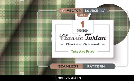 Military Tartan Nahtloses Muster, militärische Textur, karierte schottische Qualität Stock Vektor