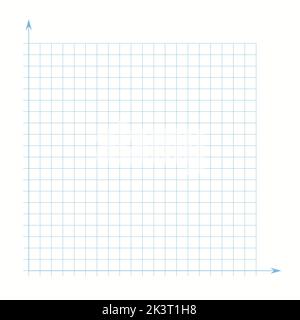 Rasterpapier. Mathematisches Diagramm. Kartesisches Koordinatensystem mit x-Achse, y-Achse. Quadratischer Hintergrund mit farbigen Linien. Geometrisches Muster für die Schule Stock Vektor