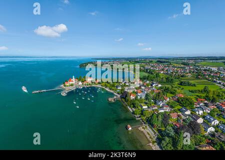 Wasserburg am Bodensee von oben Stockfoto