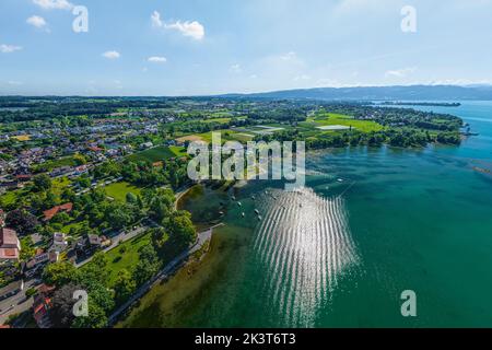 Wasserburg am Bodensee von oben Stockfoto