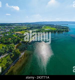 Wasserburg am Bodensee von oben Stockfoto