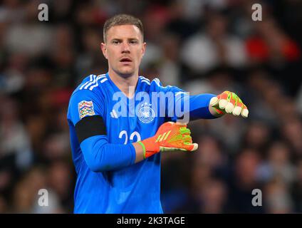 26 Sep 2022 - England gegen Deutschland - UEFA Nations League - Liga A - Gruppe 3 - Wembley Stadium Marc-André ter Stegen, der deutsche Fußballnationalmannschaft, während des Spiels der UEFA Nations League gegen England. Picture : Mark Pain / Alamy Live News Stockfoto