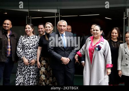 Mexiko-Stadt, Mexiko. 27. September 2022. 27. September 2022, Mexiko-Stadt, Mexiko: Der Innenminister Adan Augusto Lopez nimmt an seinem Auftritt vor der Plenarsitzung der Senatorenkammer in Mexiko-Stadt Teil. Am 27. September 2022 in Mexiko-Stadt, Mexiko. (Foto von Luis Barron/Eyepix Group/Sipa USA). Quelle: SIPA USA/Alamy Live News Stockfoto