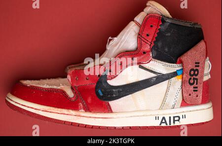 Seltene Nike Air Jordan 1 Sneaker. Nike Hype Sneaker Stockfoto