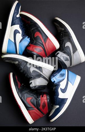 Seltene Nike Air Jordan 1 Sneaker. Nike Hype Sneaker Stockfoto