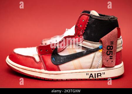 Seltene Nike Air Jordan 1 Sneaker. Nike Hype Sneaker Stockfoto