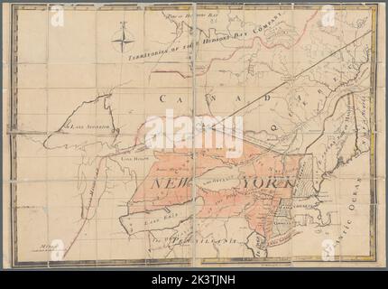 Karte von New York, New England und Kanada kartografisch. Karten, Manuskriptkarten, frühe Werke bis 1800, Faksimiles. 1860 - 1899. Lionel Pincus und Princess Firyal Map Division. Hudson's Bay Company , Maps, New York (Bundesstaat), Great Lakes (Nordamerika), New England Stockfoto