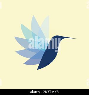 Dekorative stilisierte Kolibri auf weißem Hintergrund Stockfoto