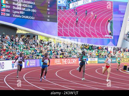 Victoria Ohuruogu, Lynna Irby, Rhasirat Adeleke und Anna Kielbasinska im Halbfinale der Frauen 400m bei den Leichtathletik-Weltmeisterschaften, Stockfoto