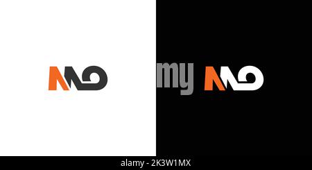 Ein einzigartiges und modernes Logo mit dem ersten MO-Buchstaben auf schwarzem und weißem Hintergrund Stock Vektor