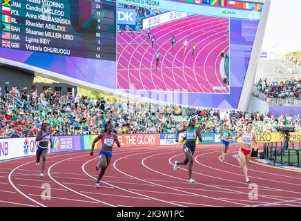 Victoria Ohuruogu, Lynna Irby, Rhasirat Adeleke und Anna Kielbasinska im Halbfinale der Frauen 400m bei den Leichtathletik-Weltmeisterschaften, Stockfoto