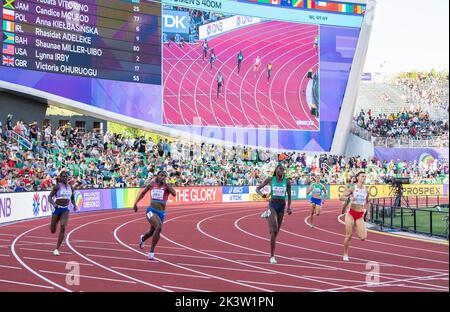 Victoria Ohuruogu, Lynna Irby, Rhasirat Adeleke und Anna Kielbasinska im Halbfinale der Frauen 400m bei den Leichtathletik-Weltmeisterschaften, Stockfoto