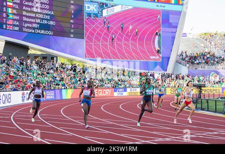 Victoria Ohuruogu, Lynna Irby, Rhasirat Adeleke und Anna Kielbasinska im Halbfinale der Frauen 400m bei den Leichtathletik-Weltmeisterschaften, Stockfoto